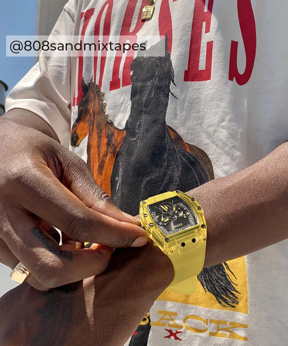 GUESS Mens Yellow Multi-function Watch