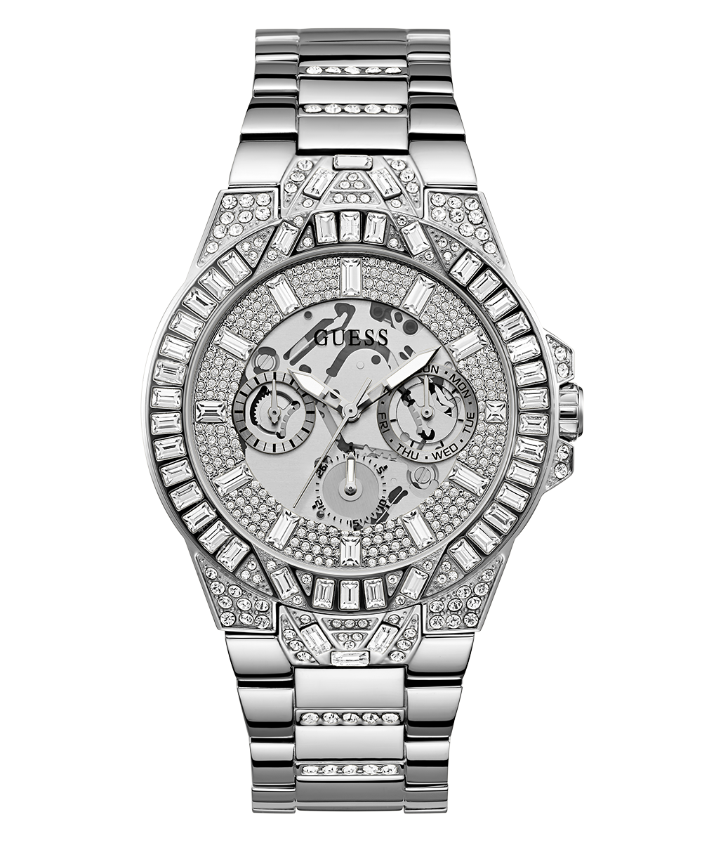 GUESS Mens Silver Tone Multi-function Watch