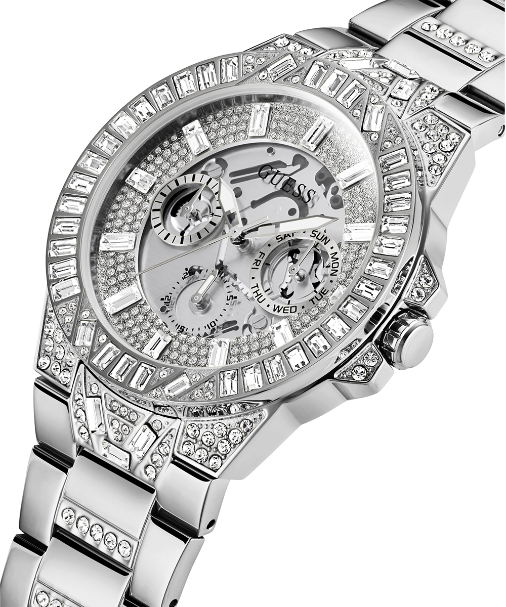 GUESS Mens Silver Tone Multi-function Watch