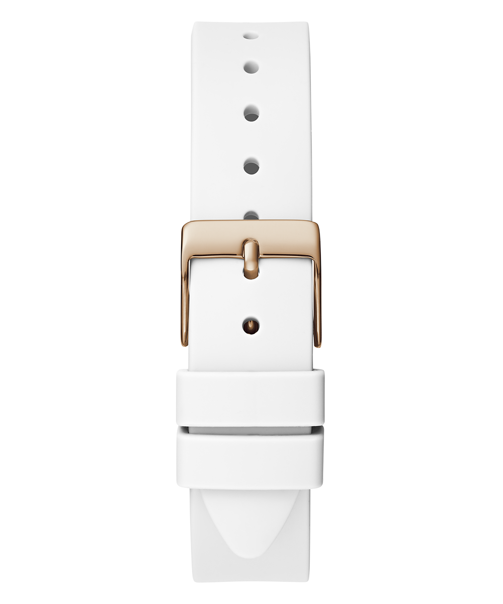 GUESS Ladies White Rose Gold Tone Analog Watch