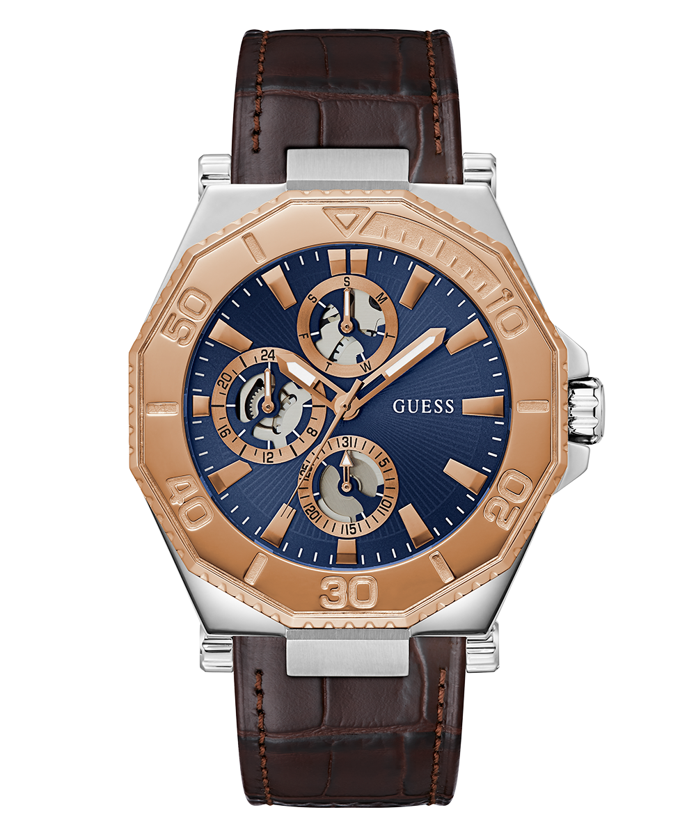 GUESS Mens Brown 2-Tone Multi-function Watch