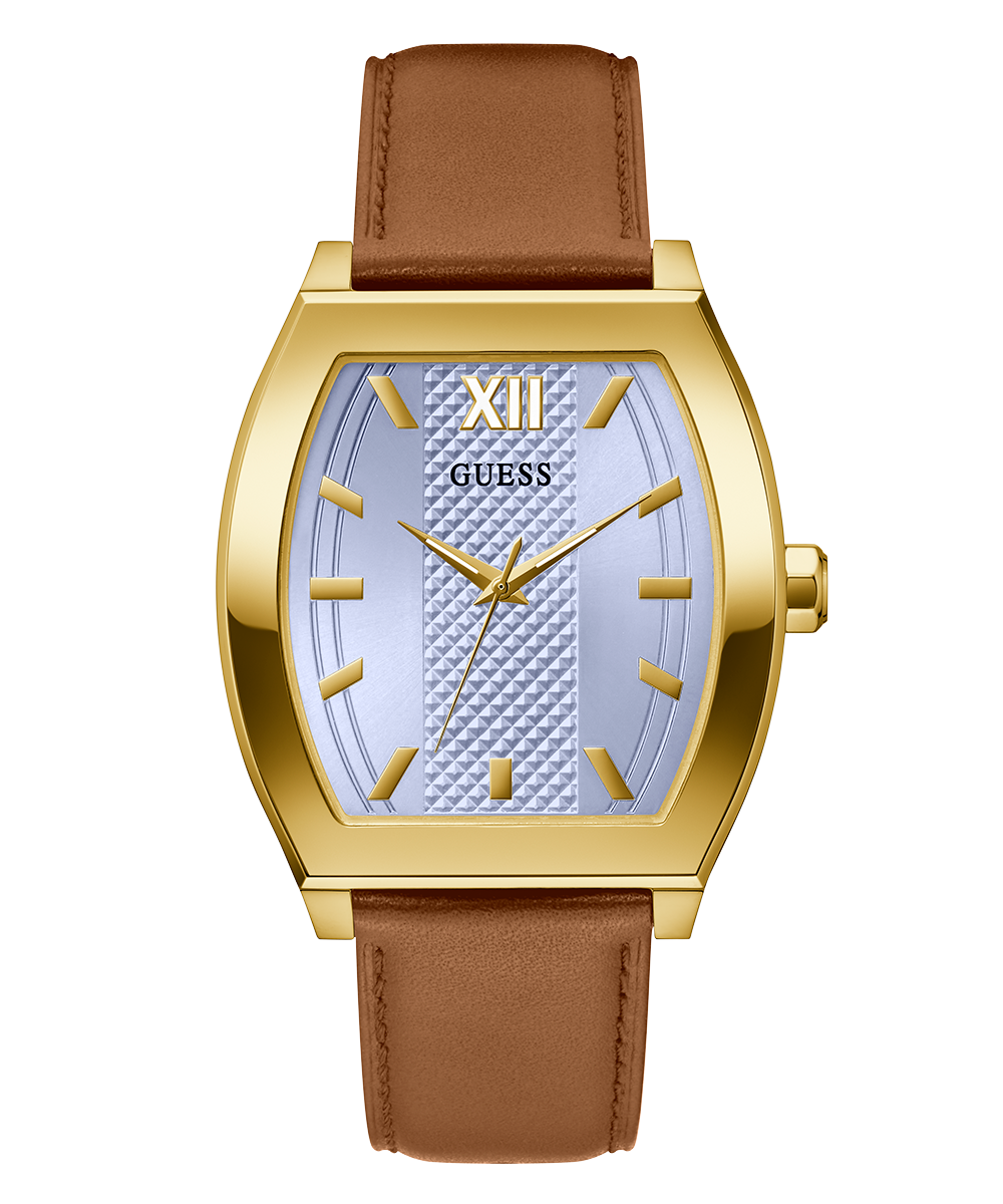 GUESS Mens Brown Gold Tone Analog Watch