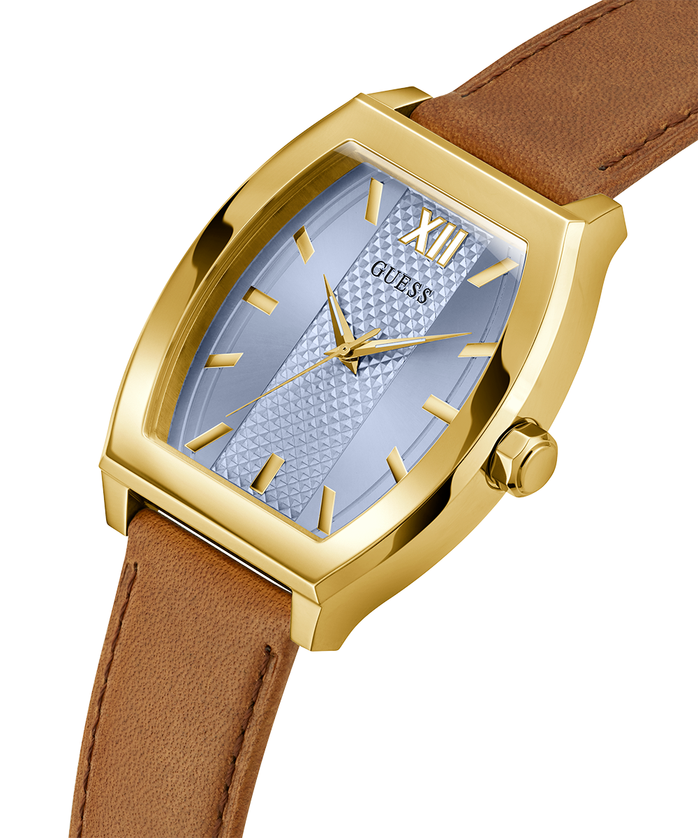 GUESS Mens Brown Gold Tone Analog Watch