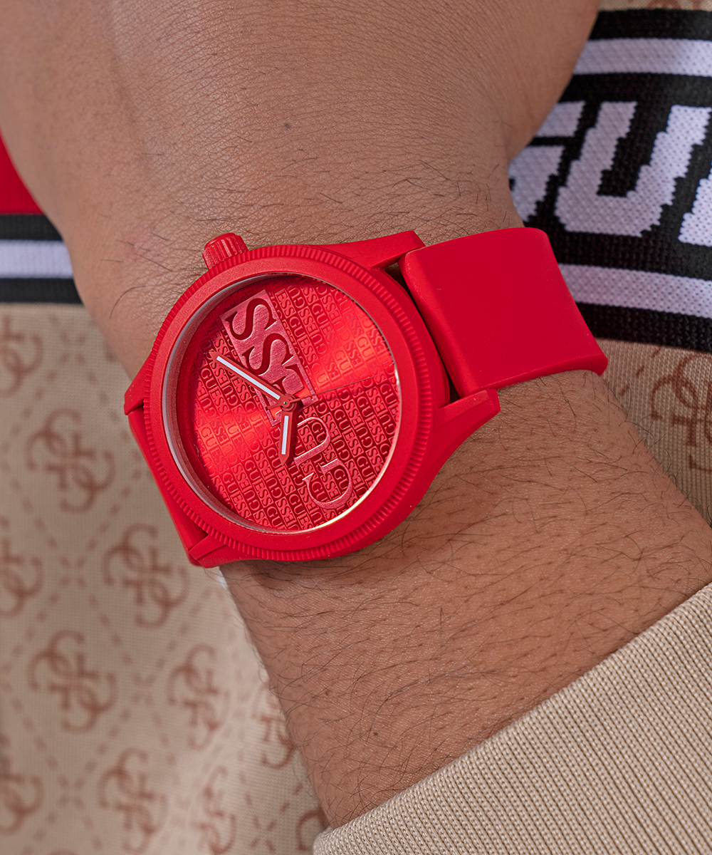 GUESS Mens Red Analog Watch