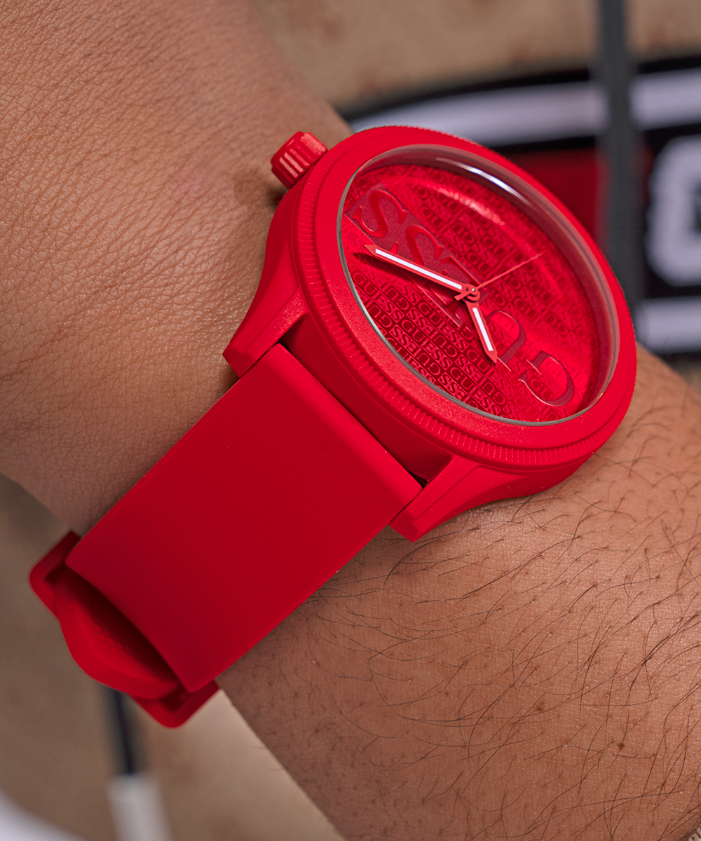 GUESS Mens Red Analog Watch
