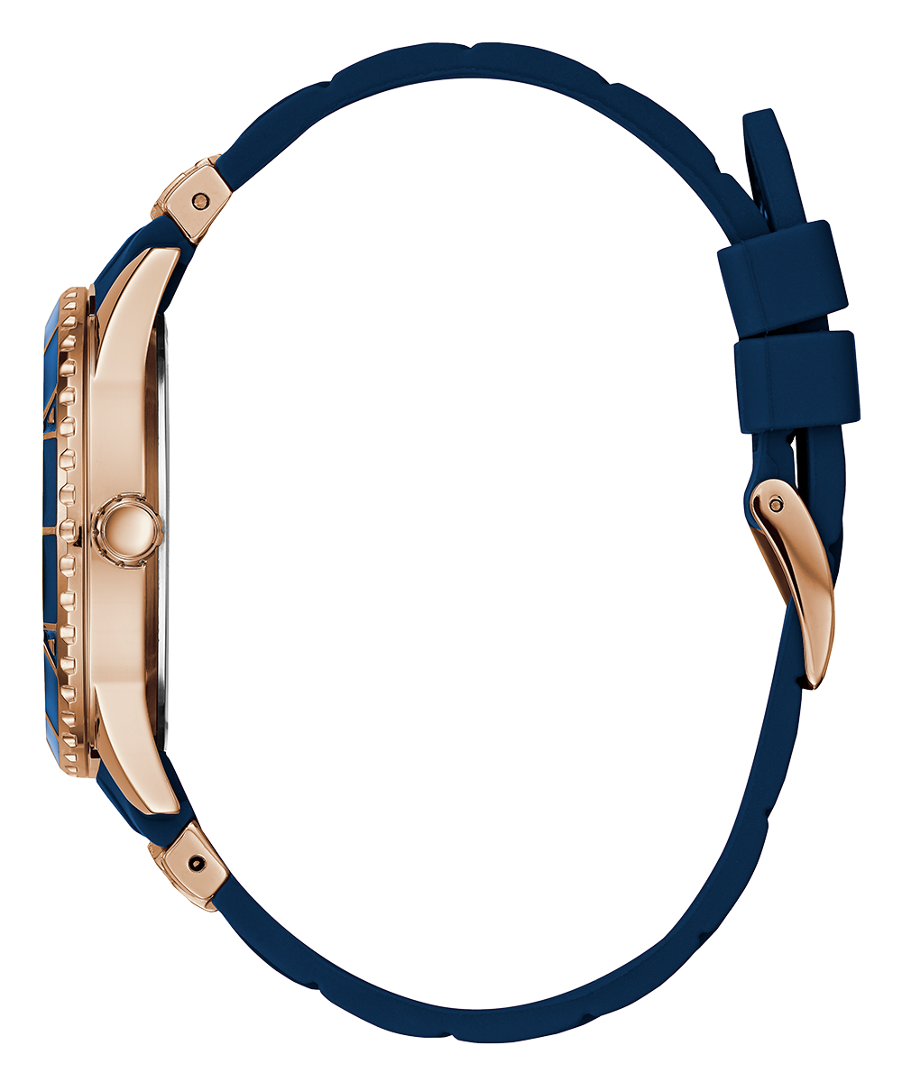 GUESS Ladies Blue Rose Gold Tone Multi-function Watch